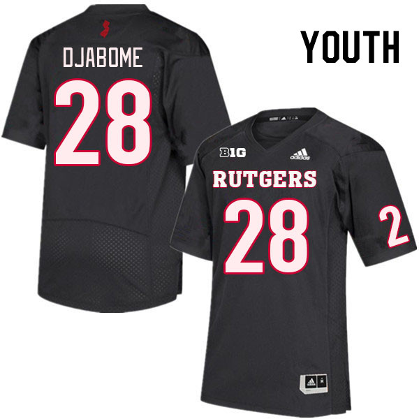 Youth #28 Dariel Djabome Rutgers Scarlet Knights College Football Jerseys Stitched Sale-Black